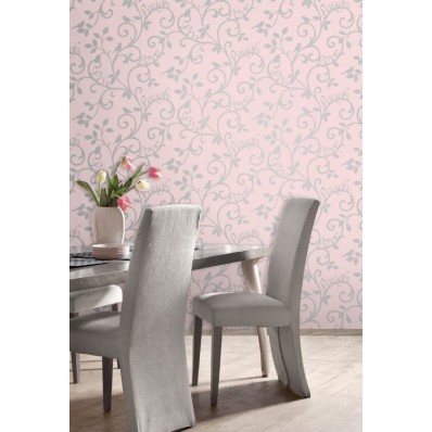 Fine Decor live love laugh wallpaper Pink & Silver