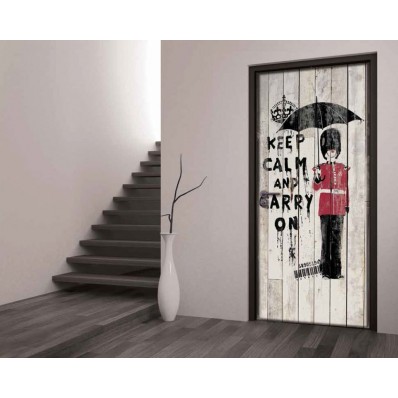 1Wall Keep Calm and Carry On London Door Wallpaper
