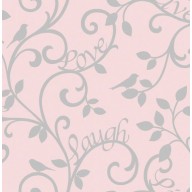 Fine Decor live love laugh wallpaper Pink & Silver