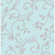 Fine Decor live love laugh wallpaper Teal & Silver