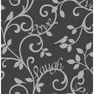 Fine Decor live love laugh wallpaper Black & Silve