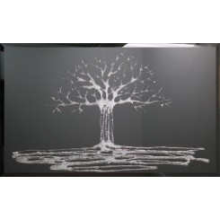 Mirrortech Silver Glitter Tree on Black Glass From