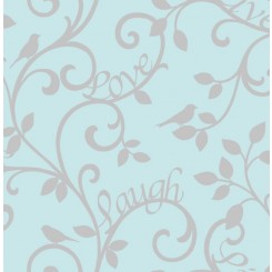 Fine Decor live love laugh wallpaper Teal & Silver