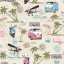 Muriva Miami Beach scooter and campervan wallpaper